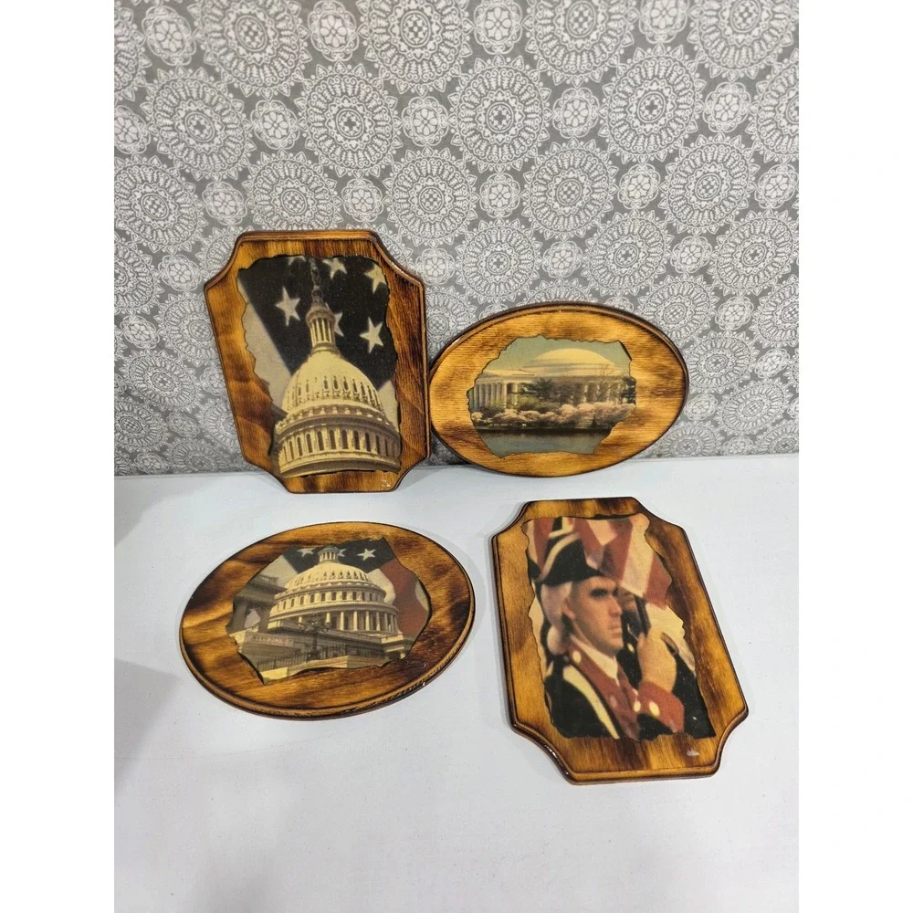 Vintage Patriotic‎ Wood Wall Art Washington DC Capitol Building Decor (4)